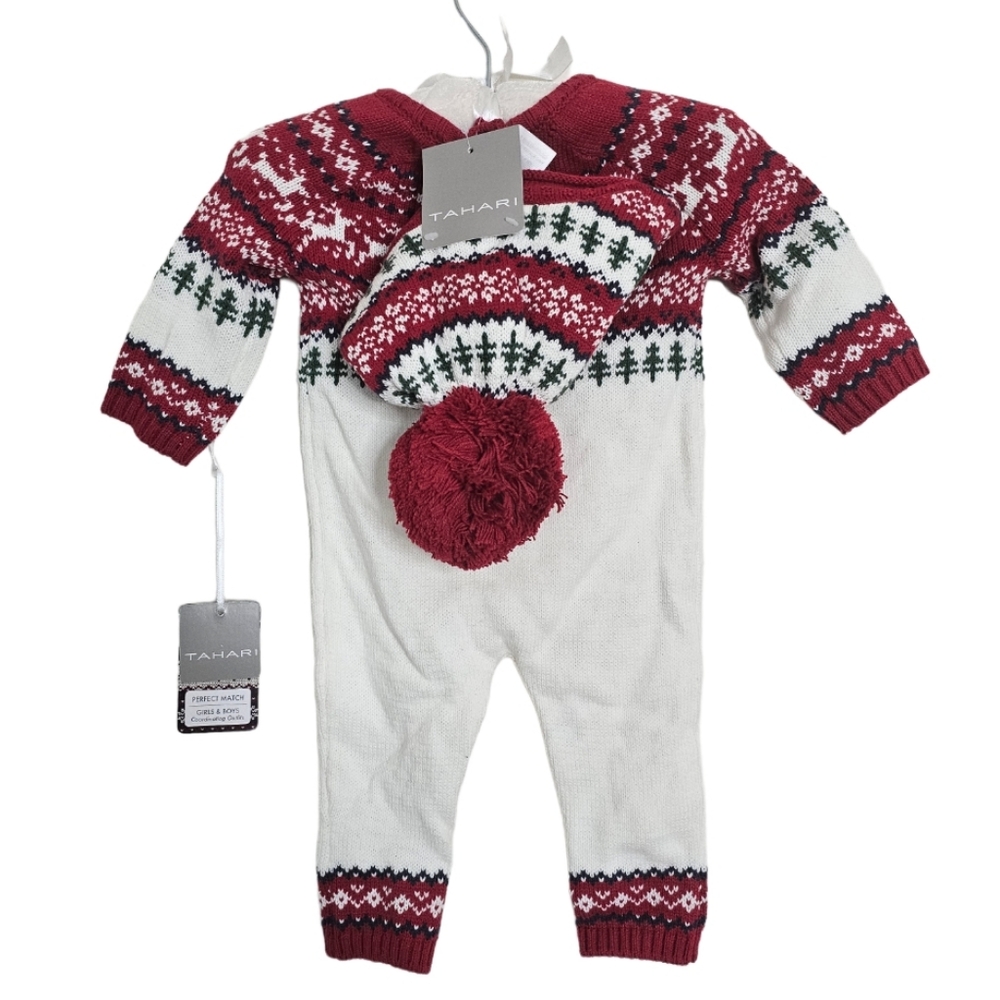 5/25 ❤️ Tahari Baby Holiday Onesie with Matching Hat